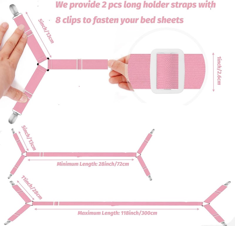 Eiruseed Bed Sheet Holder Straps, 2 Pcs Adjustable Mattress Sheet Clips, Bed Sheet Fasteners Elastic Sheet Suspenders to Keep Bed Sheet in Place for Different Beds (X-Purple) - Image 2
